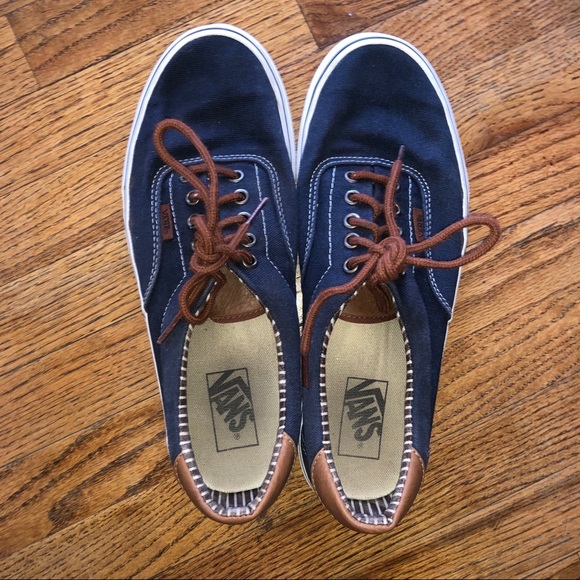 vans blue brown leather